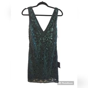 Lulus "Such a Sight Green Beaded Sequin Mini Dress" NWT-Size L